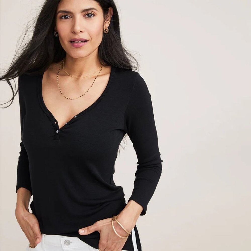 The Softest Rib Nursing Henley, Size XS